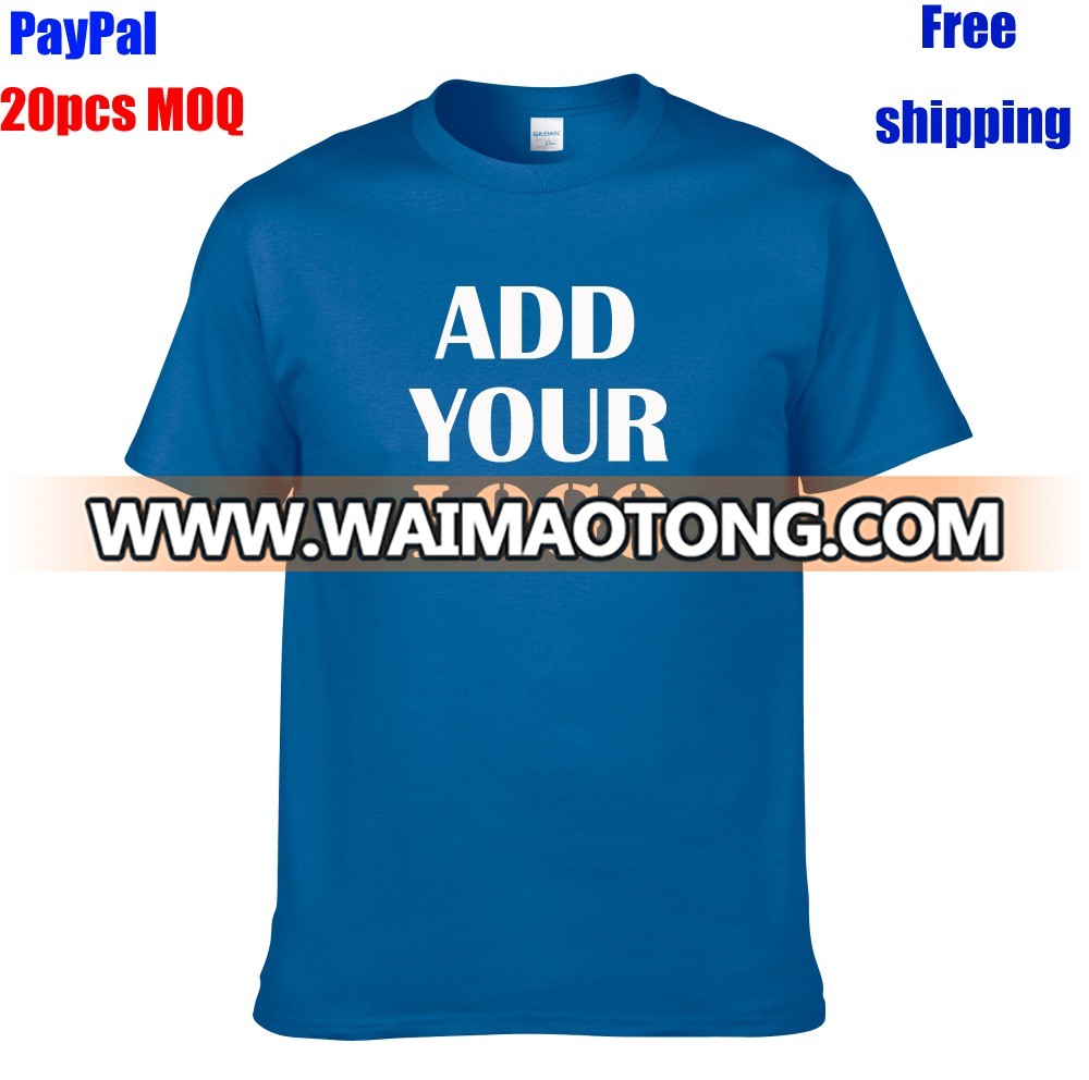 20 pcs minimum order mixed size free shipping 100% American cotton custom t-shirt with company logo